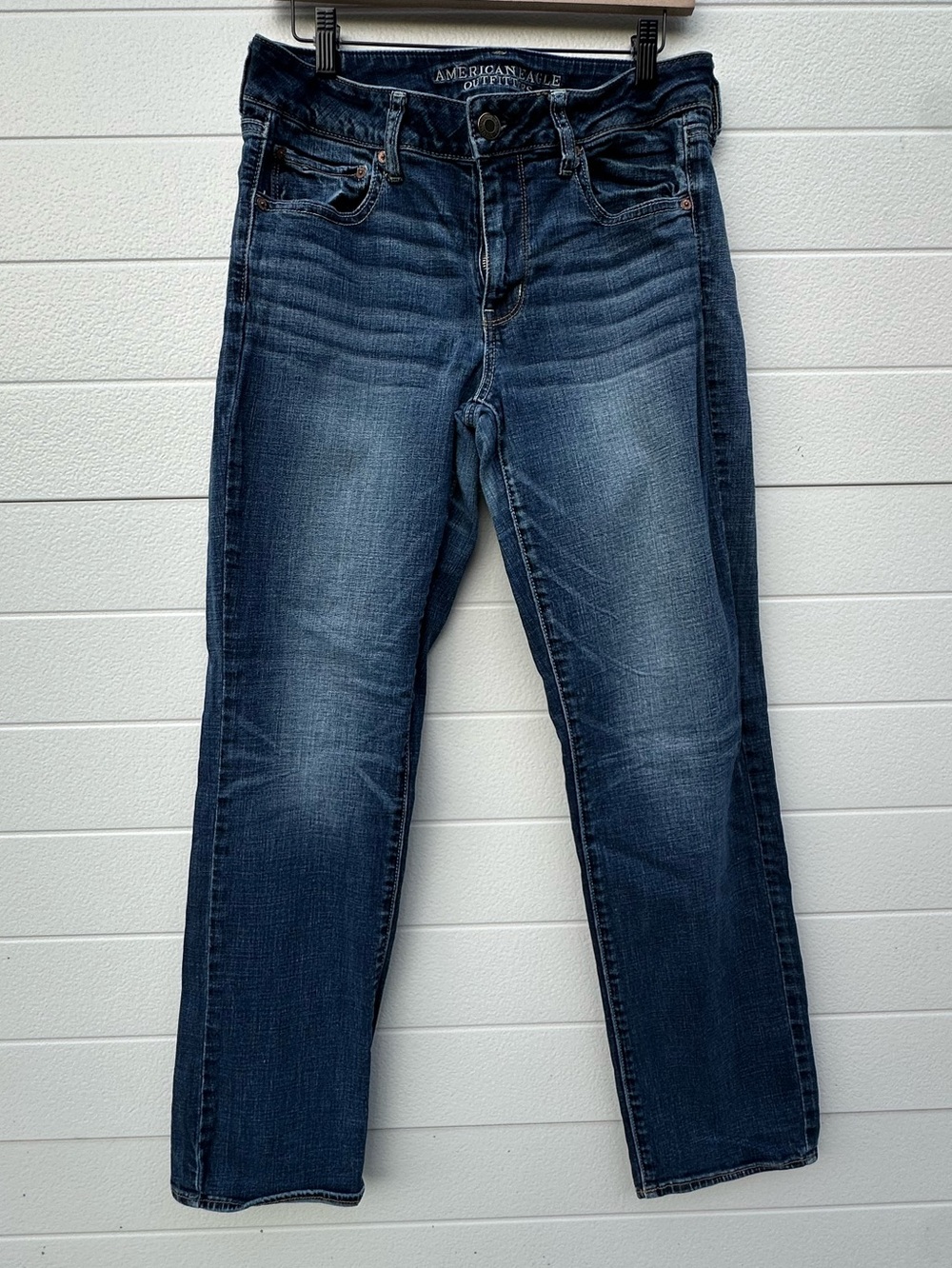 American Eagle Outfitters Straight Leg Jeans - Dark Blue Wash